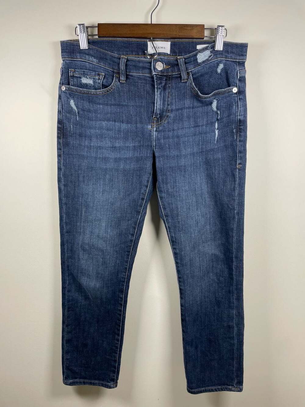 FRAME Le Garçon Crop Slim Boyfriend Distressed Jeans Size 26